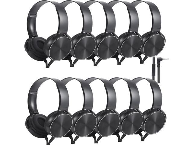 Bulk Headphones with Microphone 10 Pack for Classroom Kids, Wholesale Heavy Duty Wire Headsets with Mic Class Set for School Students Teen...