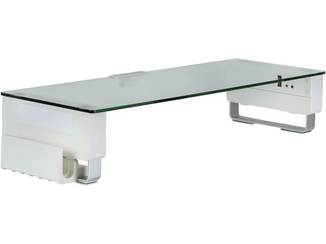 Mount-It! Glass Monitor Stand with 3 USB Ports Desktop Riser Fits 24, 27, 30, 32 Inch Screens, 66 Lbs Capacity
