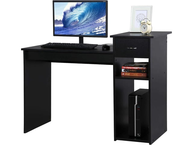 Topeakmart Modern Computer Desk, 47 inch Home Office Computer Desk, Study Writing PC Table Workstation with Drawers and Printer Shelf for Small...