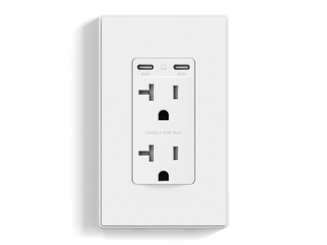ELEGRP 65W Ultra-Speed USB C Outlet Receptacle for Laptop, 20 Amp Wall Outlet with USB C Ports, Tamper Resistant USB Outlet, Wall Plate Included,...