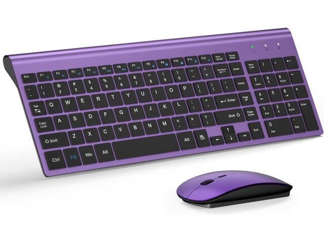 Wireless Keyboard and Mouse Ultra Slim Combo, TopMate 2.4G Silent Compact USB 2400DPI Mouse and Scissor Switch Keyboard Set with Cover, Batteries...
