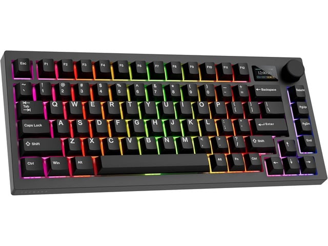 TECWARE Spectre 75 Mechanical Gaming Keyboard Customizable LCD Screen Display & Knob Tri-Mode Wireless Bluetooth 2.4GHz Gasket Mount Hot...