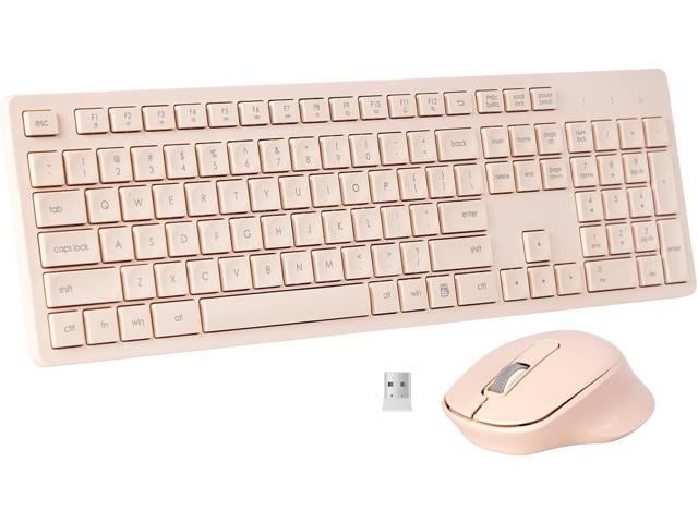 Wireless Keyboard and Mouse Combo, Quiet and Soft 2.4G Full-Size Computer Keyboard and Ergonomic Wireless Mouse for Windows, Mac...