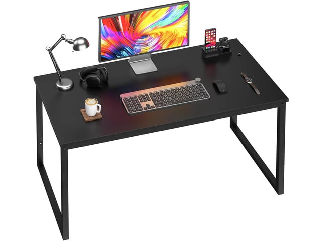 SUPER DEAL Computer Desk 47 Inch Modern Sturdy Office Desk PC Laptop Notebook Simple Writing Table for Home Office Workstation, Black