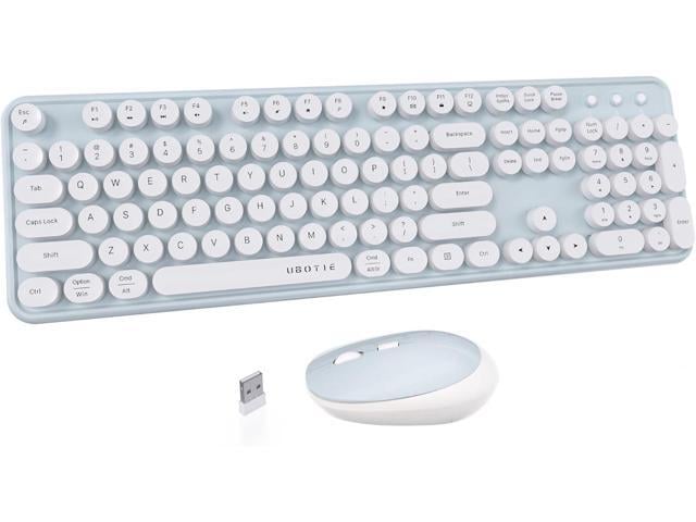 UBOTIE Colorful Computer Wireless Keyboard Mouse Combos, Typewriter Flexible Keys Office Full-Sized Keyboard, 2.4GHz Dropout-Free Connection and...