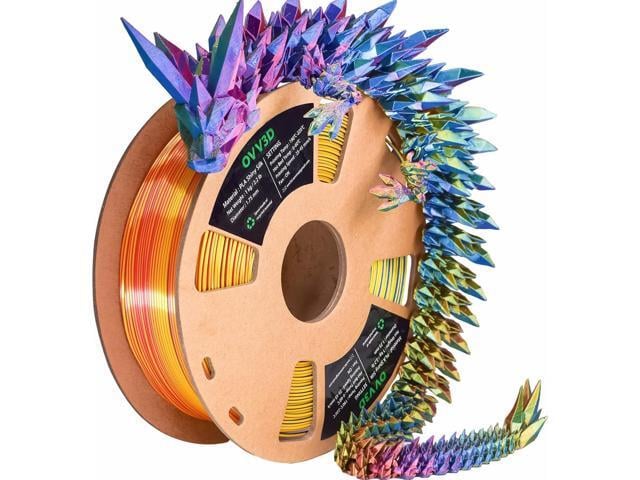 OVV3D 3D Printer Filament, PLA Filament 1.75mm, Tri-Colors Rainbow Silk PLA Filament, Rainbow PLA Filament with Silk PLA Red-Yellow-Blue, 3D...