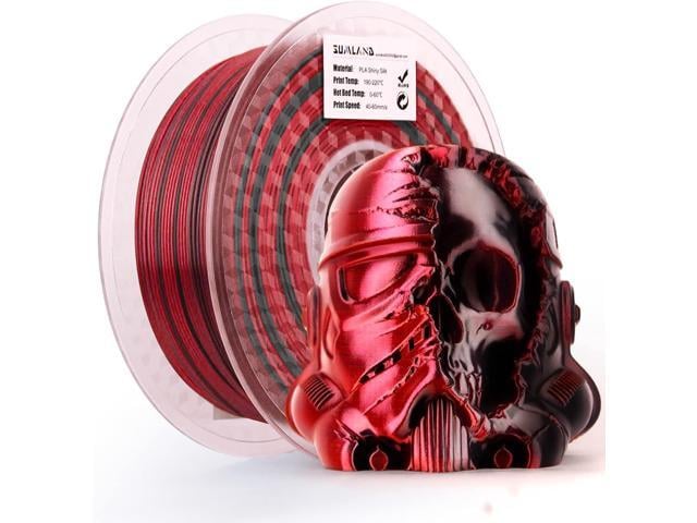 PLA Filament 1.75mm,3D Printer Filament Silk PLA Dual Color Filament Black Red Pla 3D Printing Filament 1.75mm+/-0.02mm,1KG/2.2lb