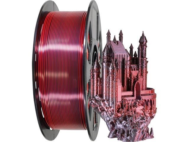 3D Printing Silk PLA Shiny Red Black 2 Colors in 1 Coextrusion 3D Filament, 1.75mm 1KG Dual Bicolor Double Colors 3D Printer Material Widely...