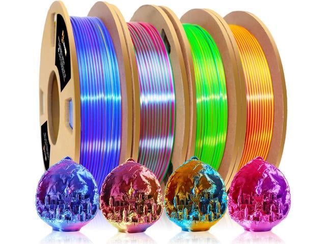 LOVOON 3D PLA Filament 1.75mm Bundle, Tricolor 3D Printer Filament Bundle, Rainbow Silk PLA Filament Bundle, PLA Filament for 3D Printer 3D Pen,...
