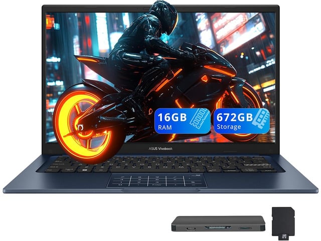 ASUS Vivobook 14 14'' FHD IPS Business Laptop, Intel Core 5-120U, 16GB RAM, 672GB Storage (512GB SSD+160GB Docking Station Set), Intel Graphics,...