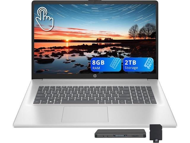 HP 17.3' HD+ Touchscreen Laptop, AMD Ryzen 5 7430U, 8GB DDR4 RAM, 2TB Storage(1TB SSD+1TB Docking Station Set), AMD Radeon Graphics, Numeric...
