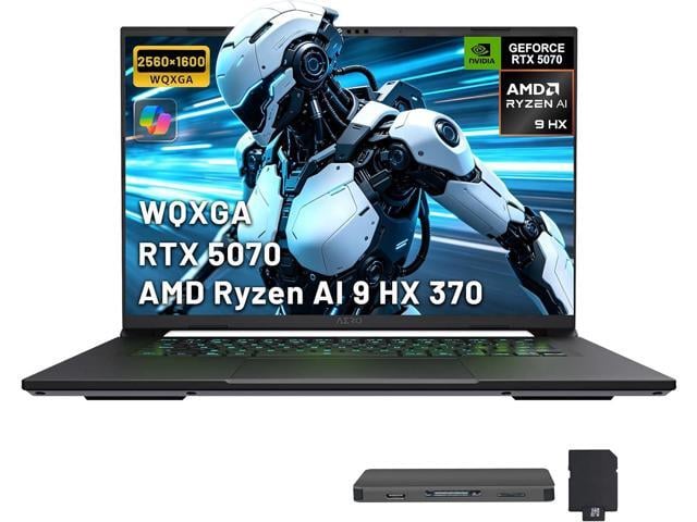 GIGABYTE AERO X16 16' WQXGA 165Hz Gaming Laptop, AMD Ryzen AI 9 HX 370, 32GB DDR5, 2TB Storage(1TB SSD+1TB Docking Station Set), GeForce RTX 5070...