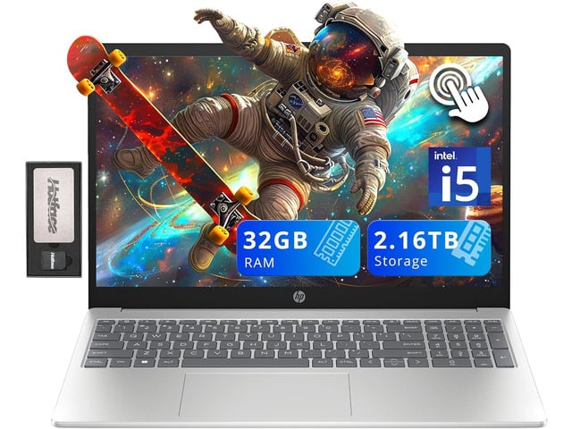 HP 15.6' HD Touchscreen Laptop, Intel i5-1235U, 32GB RAM, 2.16TB Storage(2TB SSD + 160GB Docking Station Set), Intel Iris Xe Graphics, Numeric...