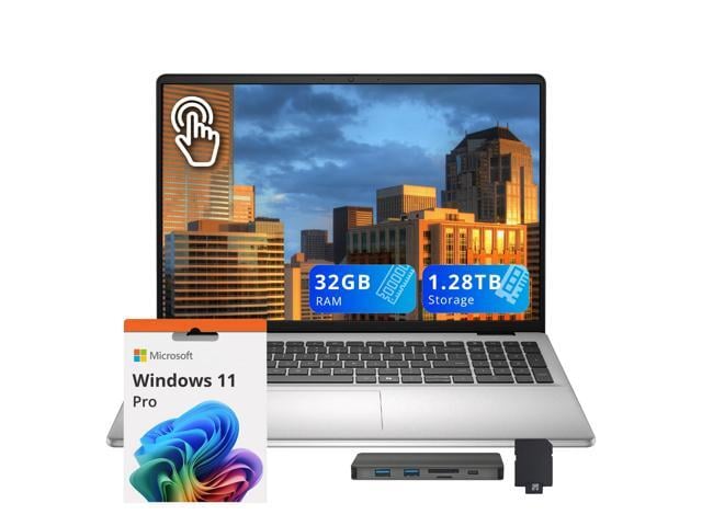 Dell 16'' Full HD+ IPS Touchscreen Laptop, Intel Core 7 150U, 32GB RAM, 1.28TB Storage(1TB SSD + 288GB Docking Station Set), Intel Graphics,...