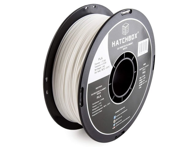 HATCHBOX 1.75mm White PLA 3D Printer Filament, 1 KG Spool, Dimensional Accuracy +/- 0.03 mm, 3D Printing Filament