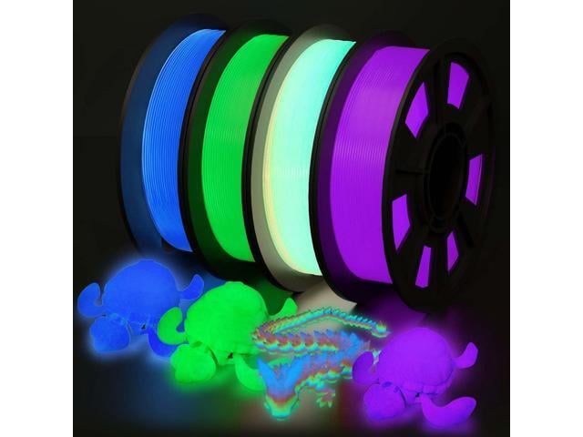 YOUSU 3D Printer Filament Bundle, Glow in The Dark Filament Multicolor, Green, Blue, Purple and Rainbow, PLA Filament 1.75 mm, Dimensional Accuracy...