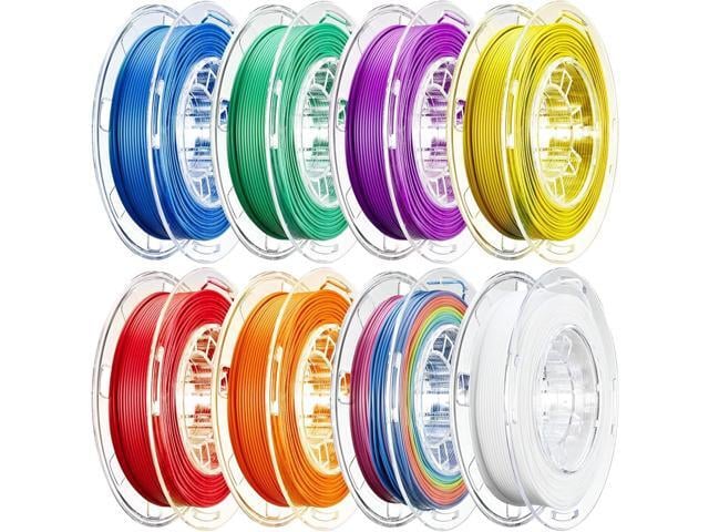 AOSEED 3D Printer Filament Bundle, 1.75mm (±0.03mm) PLA Filament Set for Most 3D Printers, 8-Pack 200g (0.44lbs) Per Spool, Purple, Green, Blue,...