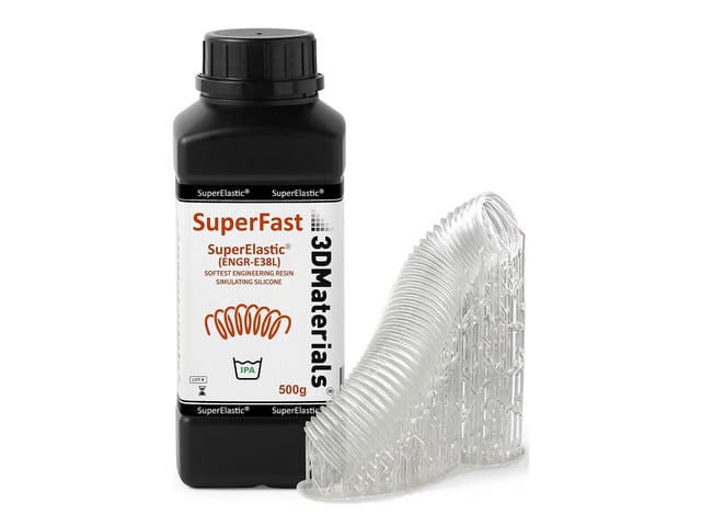 SuperElastic 3D Printer Resin, Softness 60A Simulating Soft Silicone, Made in Korea by 3DMaterials (500g, Clear)