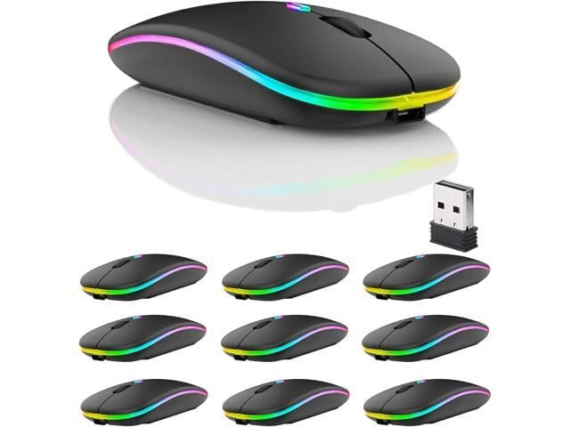 10 Pack Wireless Bluetooth Mouse,LED Dual Mode Rechargeable Silent Slim Laptop Mouse,Portable(BT5.2+USB Receiver) Dual Mode Computer Mice,for...