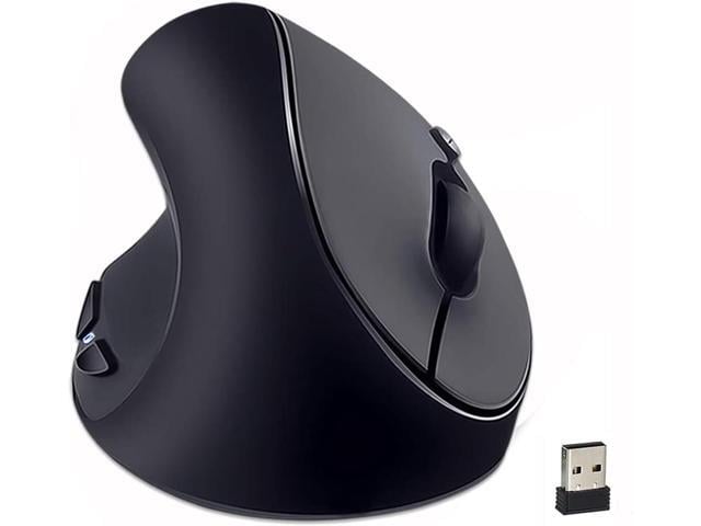SUNGI Left-Handed Mouse,2.4GHz Ergonomic Vertical DPI 800/1200/1600 Wireless Mouse with USB Receiver for Left Hand,Black