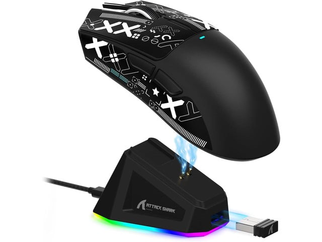 ATTACK SHARK X11 Lightweight Wireless Gaming Mouse with RGB Charging Dock,Tri-Mode-2.4G/USB-C Wired/BT,22K DPI,PAW3311 Optical Sensor,HUYU Switch,...