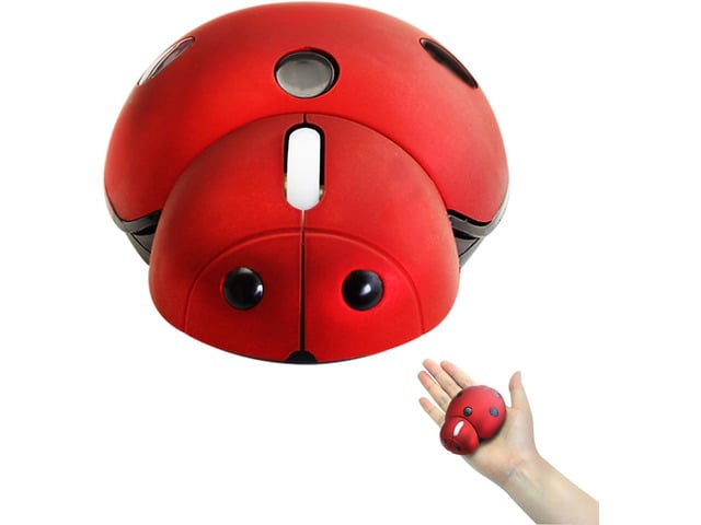elec Space Mini Small Wireless Mouse for Kids, Cute Animal Ladybug Shape 3000DPI Portable Mobile Optical Mouse with USB Receiver Cordless Mouse for...