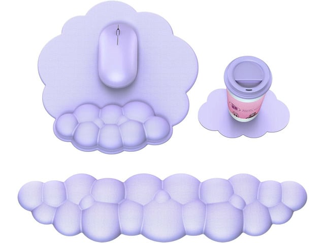 Cloud Mouse Pad with Wrist Rest, Cloud Keyboard Wrist Rest, Mouse Pad Wrist Support, Ergonomic Keyboard Mouse Wrist Support (Purple)