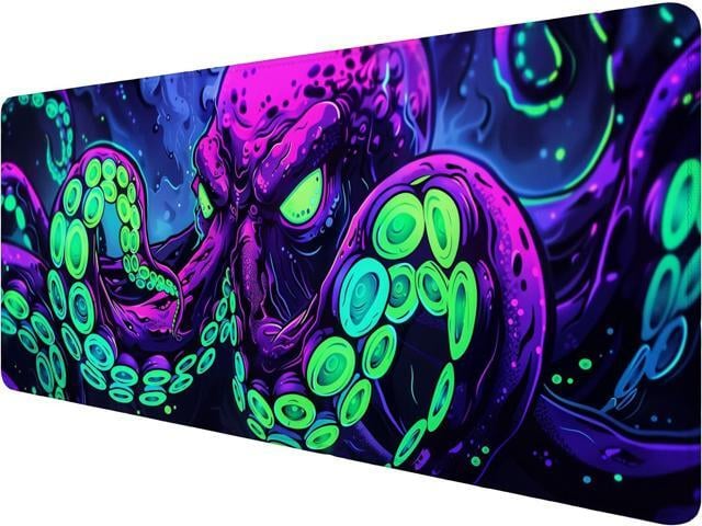 Octopus Desk Mat Gaming Mouse Pad Neon Cthulhu Monster Cool XL Mouse Pad Large Mousepad Extended Laptop Keyboard Mat Gaming Desk Pad Mouse Mat...
