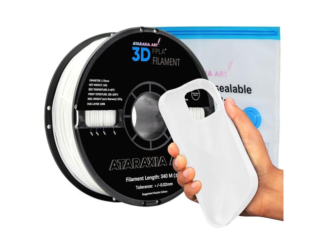 ATARAXIA ART Flexible PLA Filament 1.75mm, Flexible 3D Printer Filament 1Kg/2.2lb Spool 5X Long Stretch,Easy TPU Extruder,89A Shore Hardness,Patent...