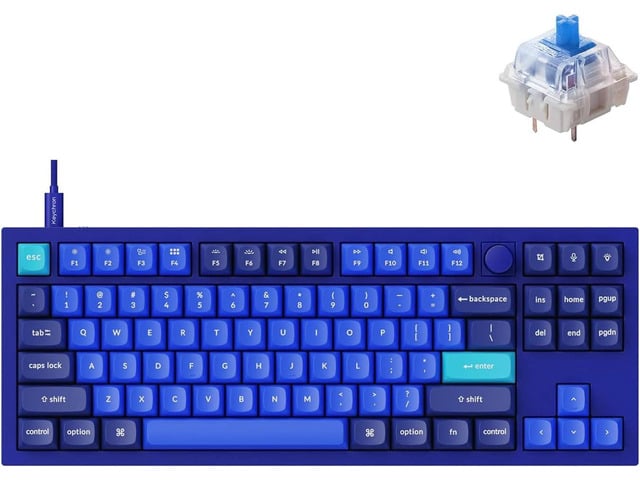 Keychron Q3 Wired Custom Mechanical Keyboard Knob Version, TKL Tenkeyless QMK/VIA Programmable Macro with Hot-swappable Gateron G Pro Blue Switch...