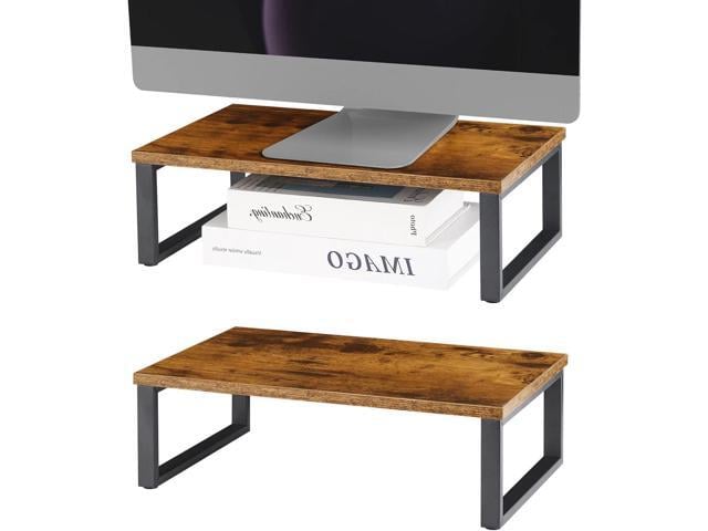 Monitor Stand Riser 2 Pack Laptop Stand Riser Holder Wood Computer Stands Vintage Tabletop Storage Organizer Shelf for Notebook PC Printer Lift...