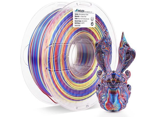 AMOLEN Silk PLA 3D Printer Filament, Shiny Multicolor Rainbow PLA Filament 1.75mm, Fast Color Change PLA 3D Printing Filament for Most FDM 3D...
