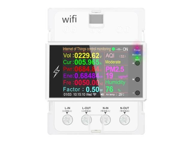 AT4PW Smart Electricity Meter AC 110V 220V 100A WiFi Digital Power Energy Din Rail Monitor Remote Control Easy Installation