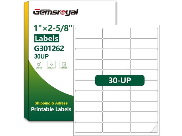 1×2-5/8' Address Labels Printable,1×2-5/8 inch Shipping Label Stickers for Laser/Inkjet Printer,Matte White Small Mailing Sticker Paper,40...