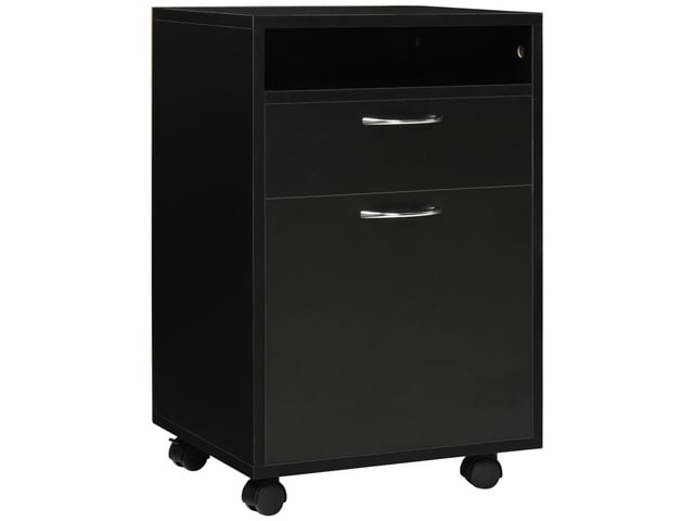 Mobile Storage Cabinet Organizer with Drawer and Cabinet, Printer Stand with Castors, Black