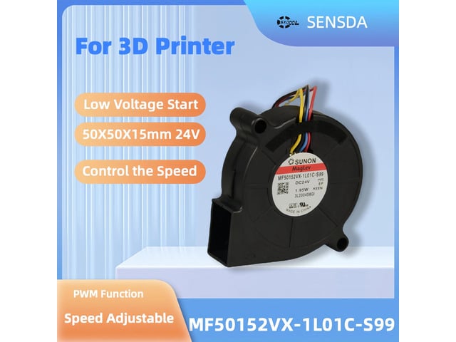 24V 5015 blower, 24VDC 1.95W PWM cooling fan for MF50152VX-1L01C-Q99 and MF50152VX-1L01C-s99 3D printers.