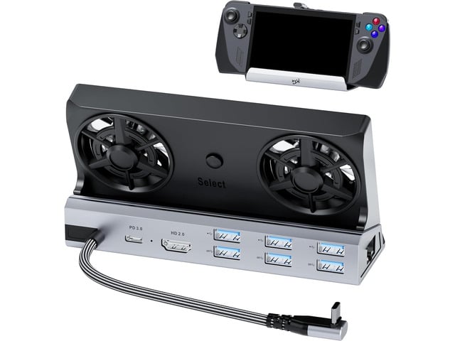 Dual Cooling Fans 12 in 1 Steam Deck Docking Station with 4K@60Hz 2.0,6 USB Ports,1000Mbps,USB-C 100W PD,40Gbps Adapter for Steam Deck/Rog...