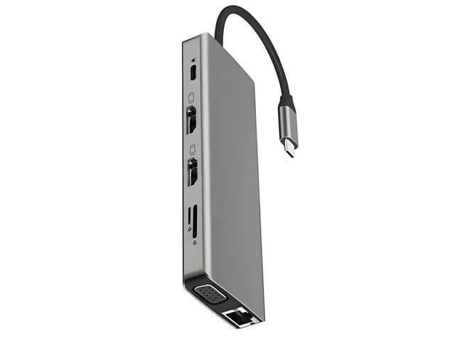 Audio For PC Laptop USB C Hub 12 In 1 Triple Display Monitor Adapter Laptop USB C To 4K VGA Ethernet 1000M PD 4USB