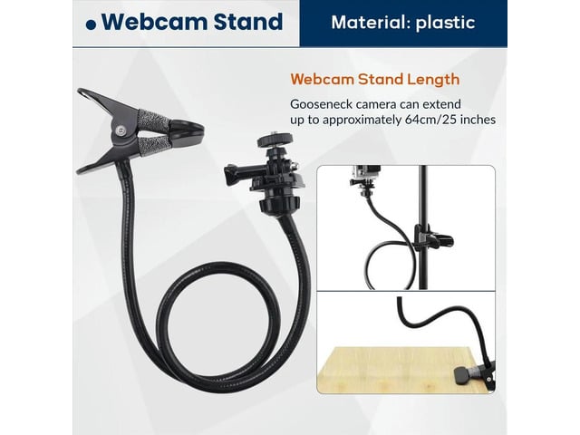 Webcam Stand 25 Inch Flexible Desk Mount Clamp Gooseneck Stand for Webcam C930E,C930,C920, C922X,C922, C925E