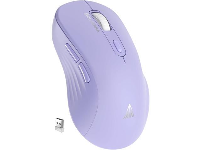 SOLAKAKA SM66 Purple Silent Dual Mode Wireless Mouse for Laptop, Adjustable 4800 DPI,Rechargeable Computer Mouse for Bluetooth and Wireless Connection