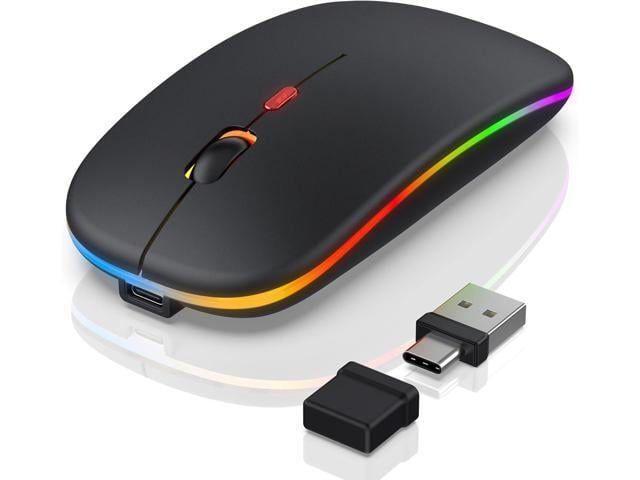 Apple Bluetooth LED Wireless Mouse for MacBook Air iPad Pro Mac Laptop PC - Slim RGB Wireless Mouse, 3 Mode BT 5.2 & 2.4G USB-A/Type-C Connectivity...