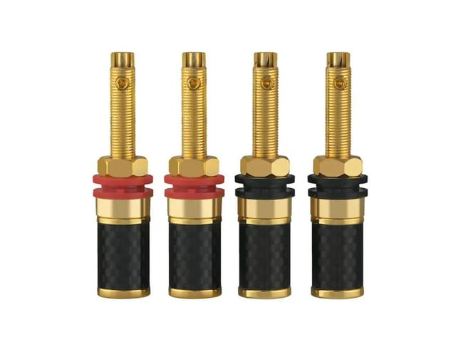 4Pcs HIFI Audio HIFI Gold Plated Copper Speaker Binding Post Female Banana Jack Connector Long Column Without Welding
