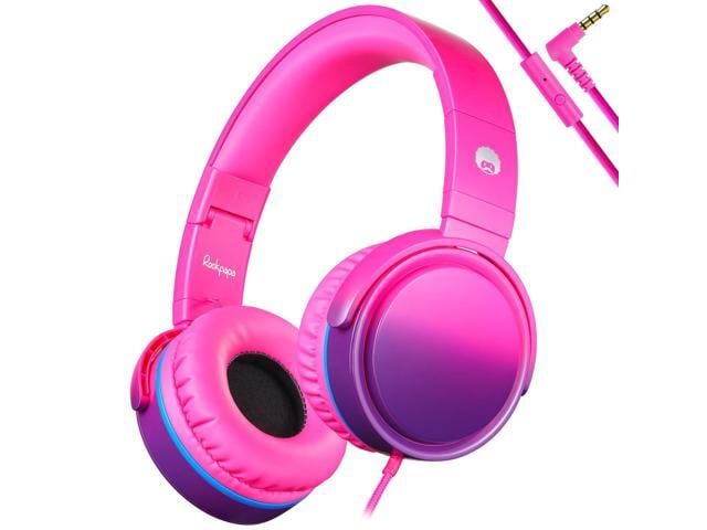 Grade Wired Headphones with Microphone, Lightweight Foldable Stereo Bass Headphones with No-Tangle Cord & 3.5mm Jack for Women/Kids, Laptop Tablet...