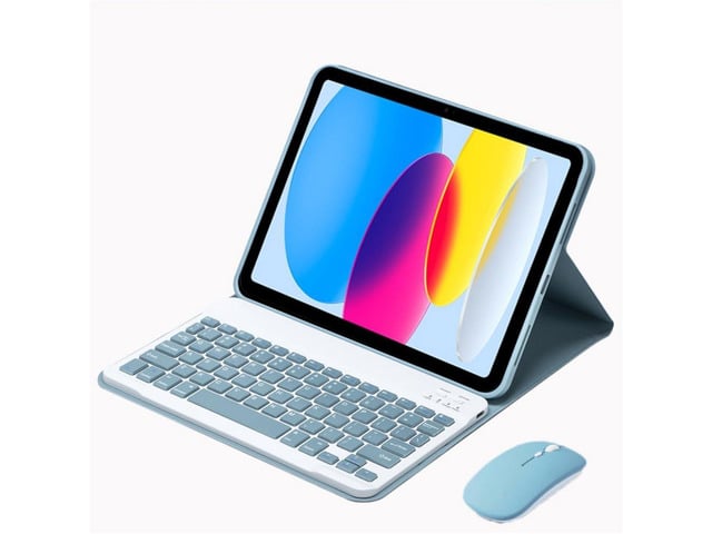 Spanish Ñ Layout Keyboard & Mouse Case for Redmi Pad SE 11' 2023, Detachable Rechargeable Keyboard with Kickstand, Misty Blue