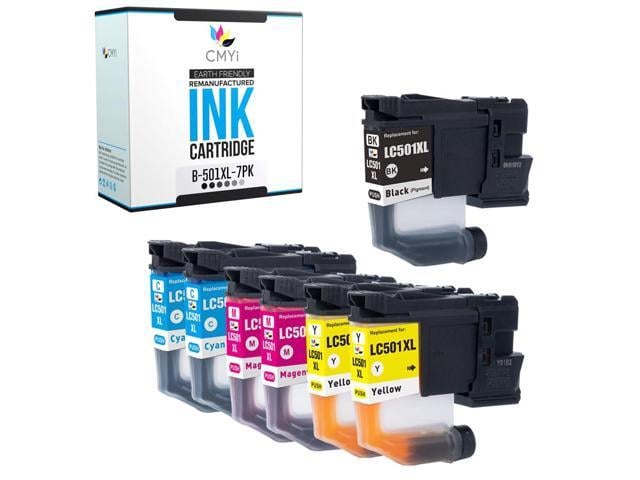 Brother LC501XL Combo Pack Replacement Ink Cartridge for Brother MFC-J1260DW J1360DW J1410DW Printer (1 Black, 2 Cyan, 2 Magenta, 2 Yellow)