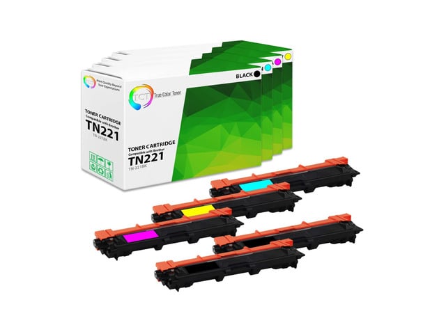 Brother TN221 Toner Cartridge 5 Pack - Compatible Replacement for Brother TN-221 TN221BK TN221C TN221M TN221Y Works with Brother HL-3140 3150 MFC-9130...
