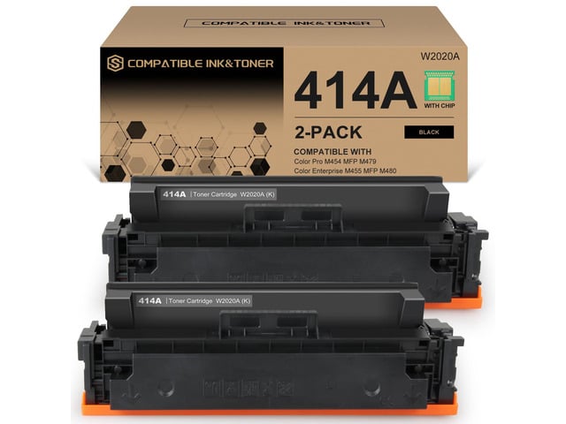 414A Toner Cartridges Black (with Chip) Works with Color Pro MFP M479fdw M479fdn M454dw M454dn M479dw M455dn M479 M454, Enterprise Laser Jet M455dn...