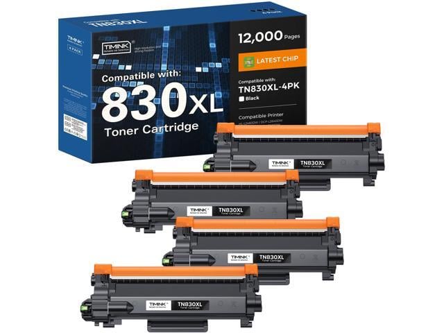 Brother Compatible TN830XL TN830 Toner Cartridge for HL-L2460DW, 4 Pack High Yield TN830XL Black Toner Work with Brother DCP-L2640DW, MFC-L2820DW,...