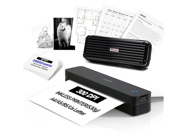 Portable Thermal Printer Wireless for Travel, Printers for Home Use, Come with Carry Case& 200 Sheets Thermal Paper, Support 8.5x11 US Letter & A4...