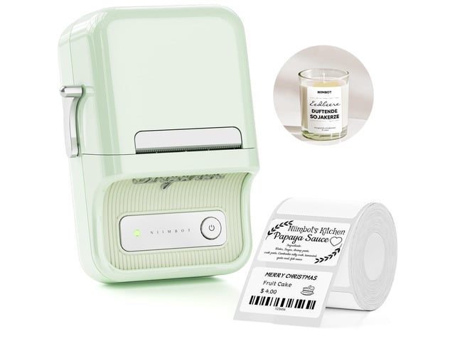 B21 Label Maker, 2 Inch Portable Inkless Label Machine, Mint Green Thermal Label Printer with 1 Pack 50x30mm White Label for Home/Office/Business,...